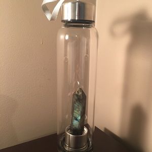 Blue/green glass quartz water  bottle